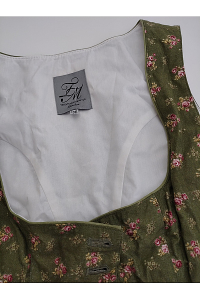Trachtenmanufaktur Khaki květované midi šaty dirndl s páskem Velikost DE 36 | Trachtenmanufaktur | obrázek 4