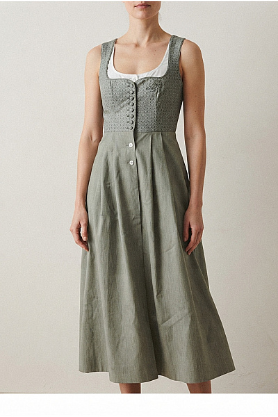 Trachten Deiser Khaki Dirndl šaty Midi Propínací Elegantní Vel. DE 36