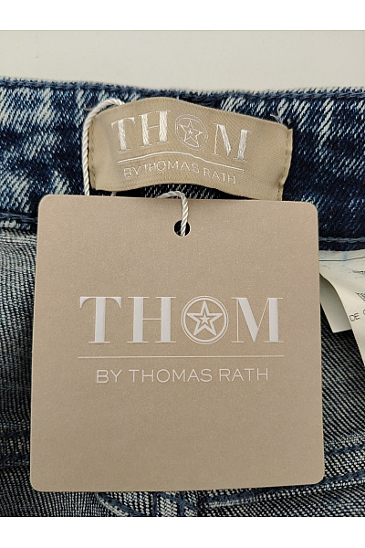 THOM By Thomas Rath Dámské modré džíny rovné seprané bavlněné Velikost DE 48 | THOM By Thomas Rath | obrázek 5