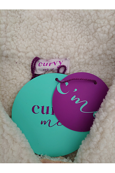 curvy me Béžový dámský teddy kabát s kožešinovým límcem Velikost DE 40 | curvy me | obrázek 7