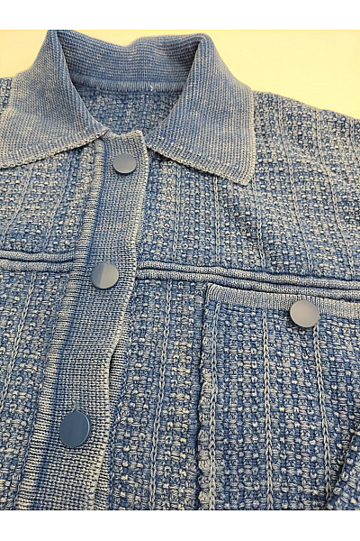Modrý bavlněný kardigan s límečkem na knoflíky Vel. XL | Unimoda | obrázek 3