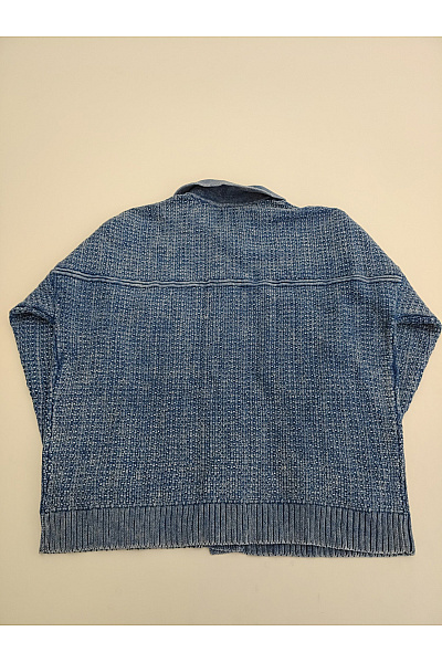 Modrý bavlněný kardigan s límečkem na knoflíky Vel. XL | Unimoda | obrázek 5