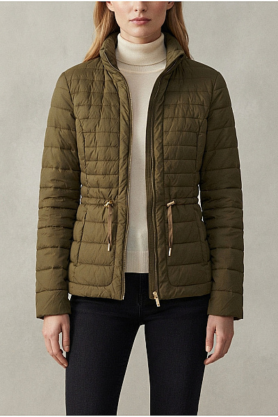 Woolrich Dámská Khaki Prošívaná Přechodná Bunda Se Zipem Vel. S
