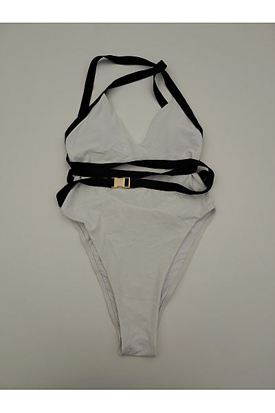 Mermaid Swimwear Bílé Jednodílné Plavky S Průstřihy A Přezkou Vel. S