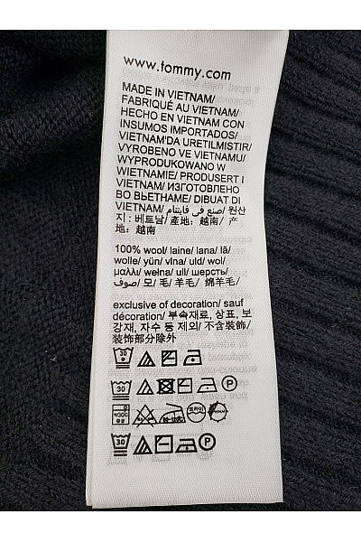 TOMMY HILFIGER Černý vlněný pulovr basic Velikost US XL | TOMMY HILFIGER | obrázek 3