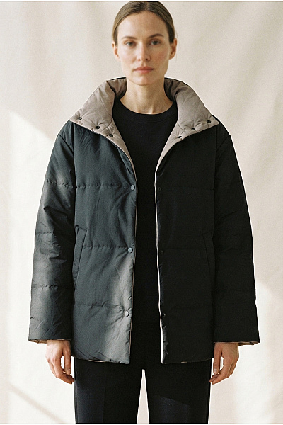 C'est Tout Černá Prošívaná Puffer Bunda Oversize Velikost DE 42