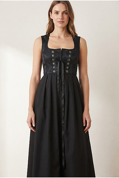 Stockerpoint Černé Dlouhé Maxi šaty Dirndl Korzetové Elegantní Vel. DE 42