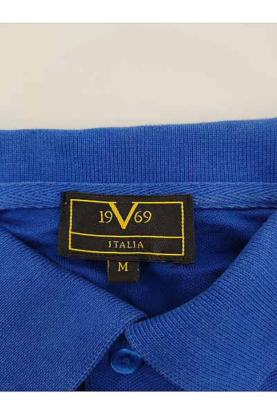 V1969 ITALIA Modré pánské polo tričko s krátkým rukávem a potiskem Velikost M | V1969 ITALIA | obrázek 4
