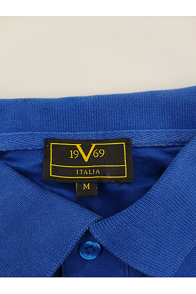 V1969 ITALIA Modré pánské polo tričko s krátkým rukávem a potiskem Velikost M | V1969 ITALIA | obrázek 5