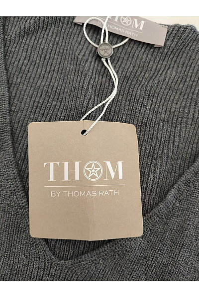 THOM By Thomas Rath Dámský šedý bavlněný pulovr s výstřihem do V Velikost DE 46 | THOM By Thomas Rath | obrázek 6