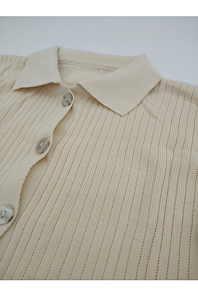 Béžový žebrovaný kardigan s límečkem na knoflíky Vel. XL | Unimoda | obrázek 3