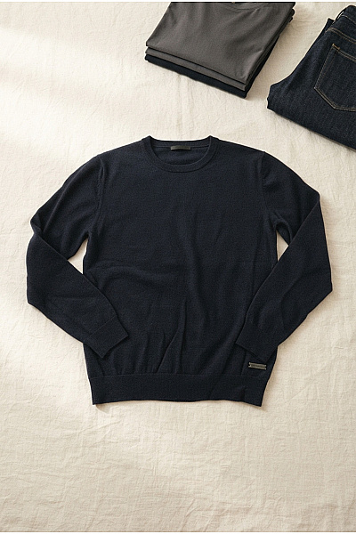 PIERRE CARDIN Černý Vlněný Pulovr Merino Basic Velikost XS