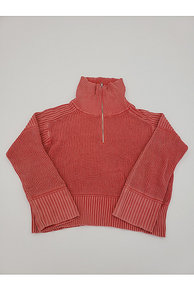 Hugo Boss Červený bavlněný crop pulovr se stojáčkem na zip Vel. L | Hugo Boss | obrázek 2
