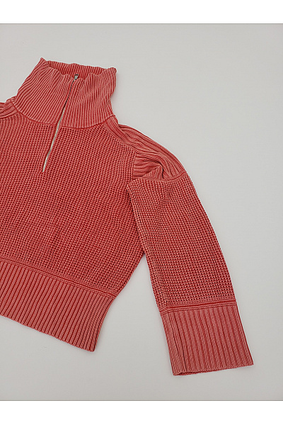Hugo Boss Červený bavlněný crop pulovr se stojáčkem na zip Vel. L | Hugo Boss | obrázek 4