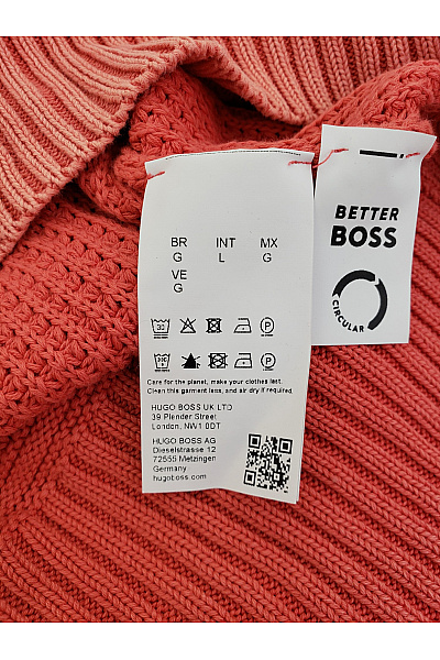 Hugo Boss Červený bavlněný crop pulovr se stojáčkem na zip Vel. L | Hugo Boss | obrázek 6