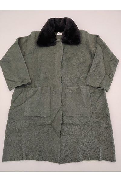 Judith Williams Dámský khaki kabát s kožešinovým límcem oversized Vel. EU 44 | Judith Williams | obrázek 2