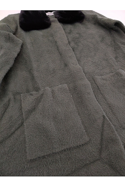 Judith Williams Dámský khaki kabát s kožešinovým límcem oversized Vel. EU 44 | Judith Williams | obrázek 4