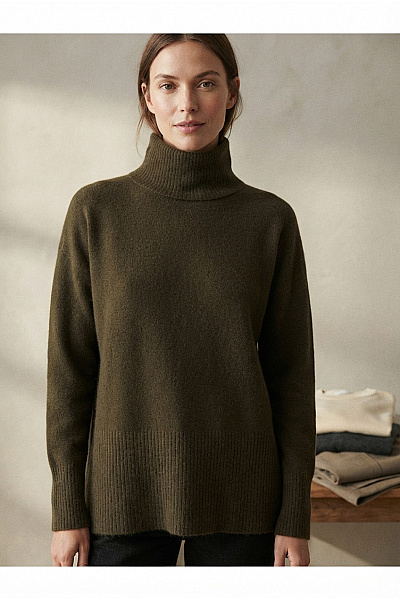 Judith Williams Dámský Khaki Rolák Oversized Pletený Pulovr Velikost DE 46
