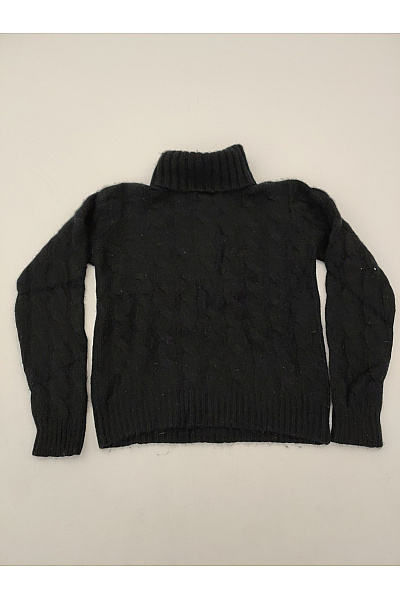 MAX TONSO CASHMERE Černý kašmírový rolák s copánkovým vzorem Vel. S | MAX TONSO CASHMERE | obrázek 2