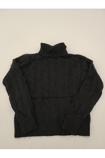 MAX TONSO CASHMERE Černý kašmírový rolák s copánkovým vzorem Vel. S | MAX TONSO CASHMERE | obrázek 3