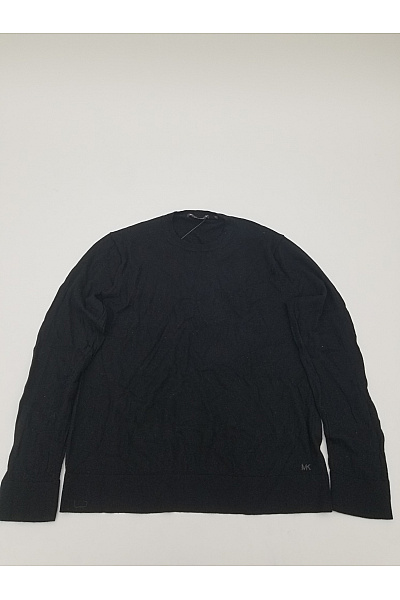 MICHAEL KORS Černý Vlněný Merino Pulovr S Dlouhým Rukávem Basic Velikost XXL