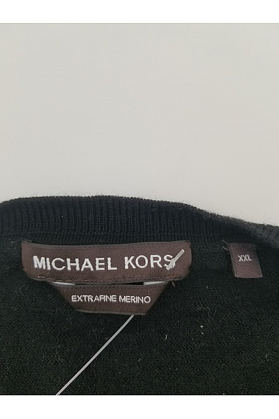 MICHAEL KORS Černý vlněný merino pulovr s dlouhým rukávem basic Velikost XXL | MICHAEL KORS | obrázek 3