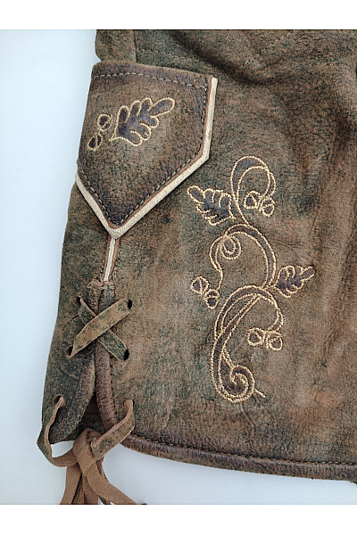 GWEIH & SILK Kožené dámské kraťasy s laclem a kšandami vintage retro Vel. DE 38 | GWEIH & SILK | obrázek 5