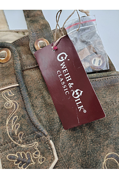 GWEIH & SILK Kožené dámské kraťasy s laclem a kšandami vintage retro Vel. DE 38 | GWEIH & SILK | obrázek 7
