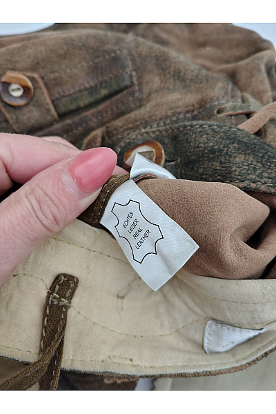 GWEIH & SILK Kožené dámské kraťasy s laclem a kšandami vintage retro Vel. DE 38 | GWEIH & SILK | obrázek 8