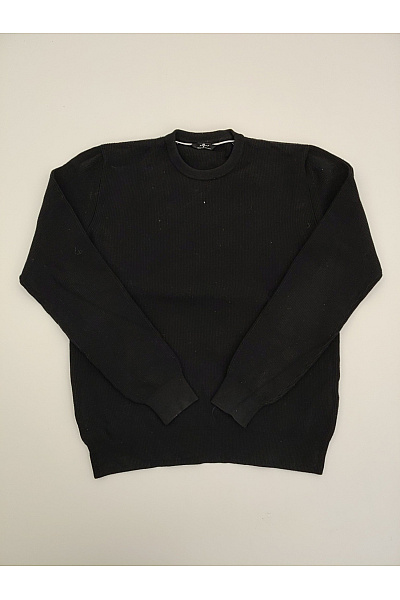 7 For All Mankind Černý Pletený žebrovaný Pulovr Basic Vel. S