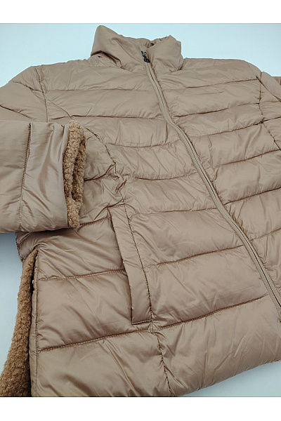 Hnědá přechodová bunda s beránkem a zipem oboustranná Velikost XXL | Unimoda | obrázek 7