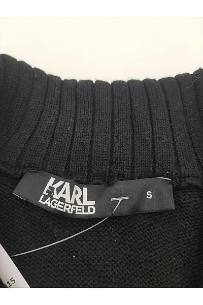 Karl Lagerfeld Černý vlněný pulovr na zip se stojáčkem Vel. S | Karl Lagerfeld | obrázek 5