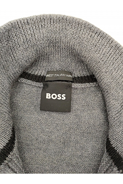 Hugo Boss Pánský šedý vlněný pletený kardigan na zip se stojáčkem Velikost M | Hugo Boss | obrázek 6