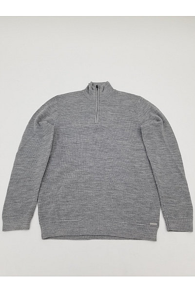 Super Stition Šedý Vlněný Merino Pulovr Se Stojáčkem Na Zip Vel. M