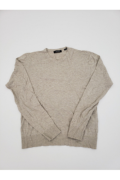 JACK & JONES Béžový Bavlněný Pánský Pulovr S Výstřihem Do V Basic Vel. S