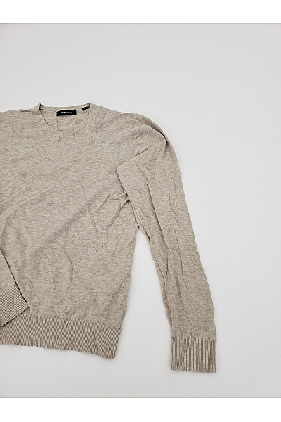 JACK & JONES Béžový bavlněný pánský pulovr s výstřihem do V basic Vel. S | JACK & JONES | obrázek 2