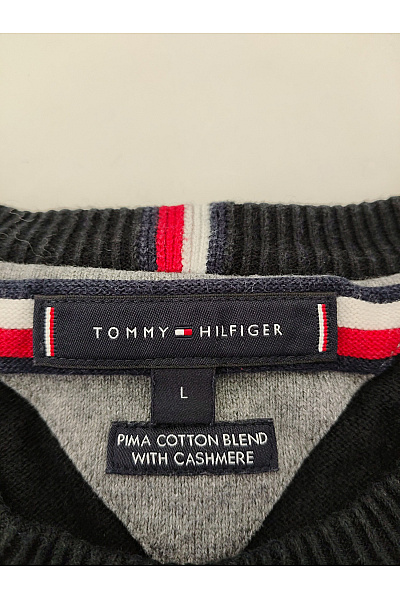 TOMMY HILFIGER Černý bavlněný pánský pulovr basic Velikost L | TOMMY HILFIGER | obrázek 7