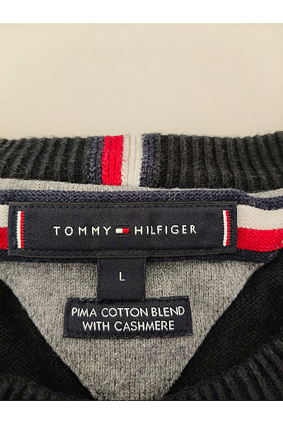 TOMMY HILFIGER Černý bavlněný pánský pulovr basic Velikost L | TOMMY HILFIGER | obrázek 8