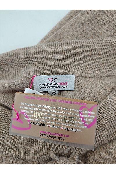 Zwillingsherz Béžové kašmírové široké pletené kalhoty s kapsami Vel. XS | Zwillingsherz | obrázek 6