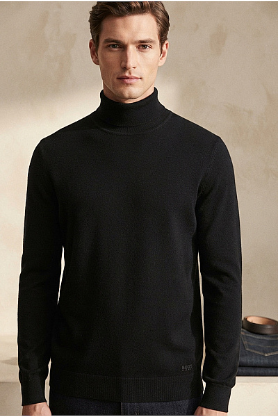Hugo Boss Černý Vlněný Pánský Rolák Basic Velikost IT XXL