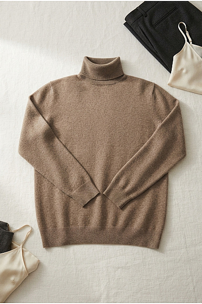 LAWRENCE GREY Dámský Hnědý Kašmírový Rolák Basic Velikost XL