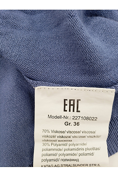 IN LINEA Dámský modrý pletený pulovr s výstřihem do V basic Vel. DE 36 | IN LINEA | obrázek 4