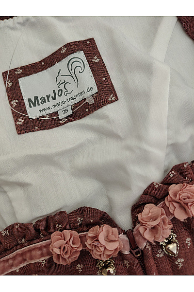 MARJO Hnědé bavlněné dirndl šaty s krajkou a páskem Velikost DE 36 | MARJO | obrázek 4