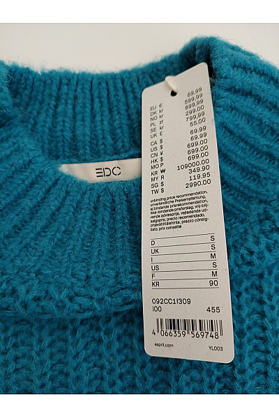 Esprit Dámský modrý pletený oversized pulovr se stojáčkem a balonovými rukávy Vel. EU S | Esprit | obrázek 3