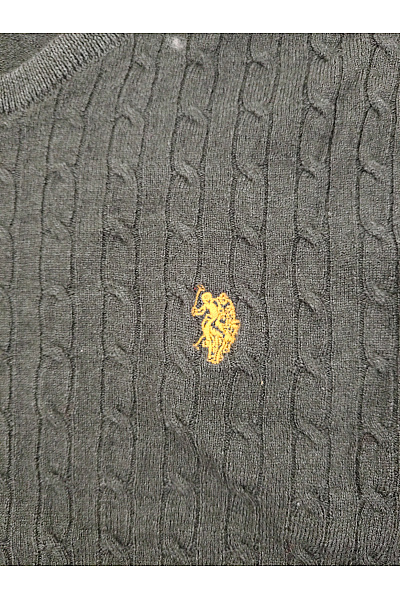 U.S.POLO ASSN. Šedý vlněný merino pulovr s copánkovým vzorem Velikost US XL | U.S.POLO ASSN. | obrázek 4