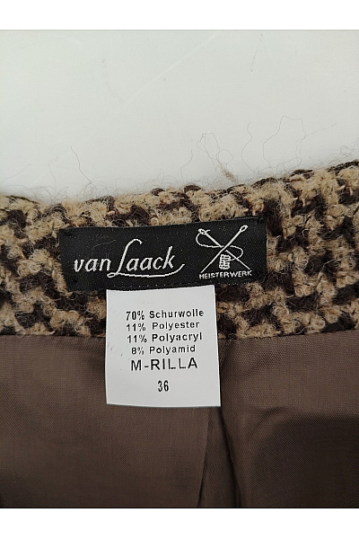 van Laack Hnědá vlněná mini sukně s rozparkem a pepitovým vzorem Vel. DE 36 | van Laack | obrázek 5
