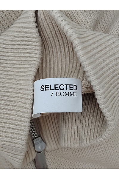 SELECTED Béžový pánský pletený svetr na zip se stojáčkem Vel. L | SELECTED | obrázek 5