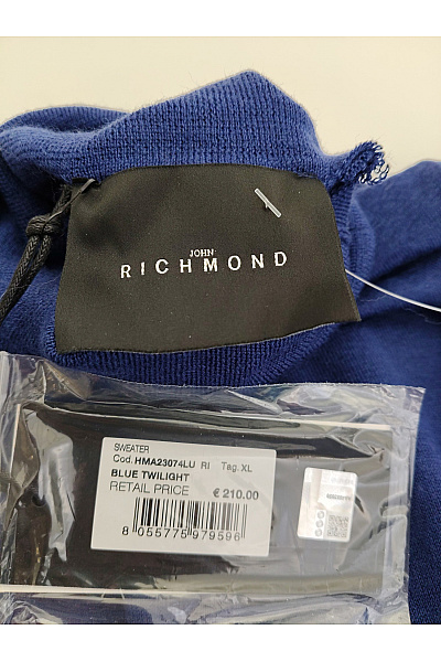 John Richmond Pánský modrý vlněný rolák basic Vel. XL | John Richmond | obrázek 7