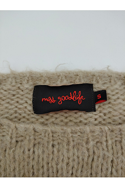 Miss goodlife Béžový vlněný pulovr s růžovým srdcem oversized Vel. S | miss goodlife | obrázek 4