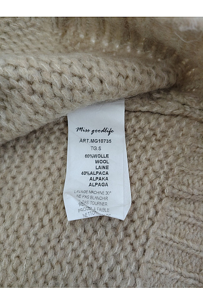 Miss goodlife Béžový vlněný pulovr s růžovým srdcem oversized Vel. S | miss goodlife | obrázek 5